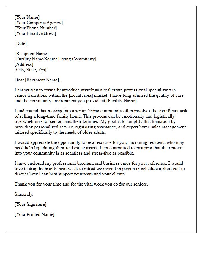 Senior Living Transition Real Estate Referral Request Letter