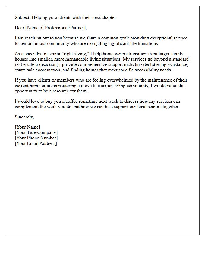 Right-Sizing Senior Homeowner Referral Request Letter