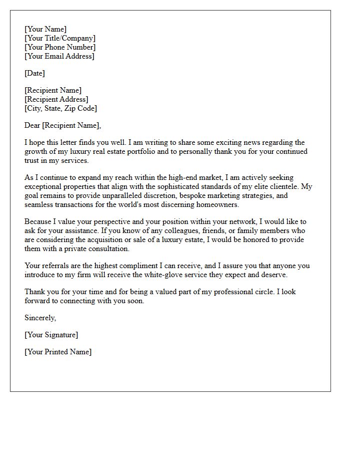 Luxury Portfolio Expansion and Referral Letter