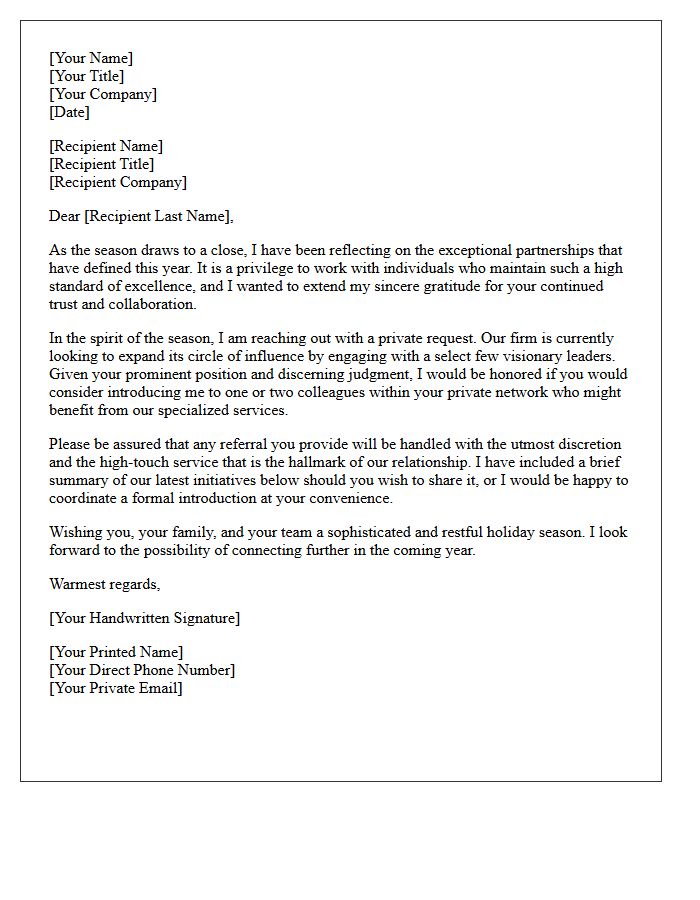 Elite Seasonal Greetings and Private Referral Letter