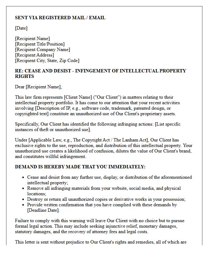 Law Firm Intellectual Property Theft Warning Letter