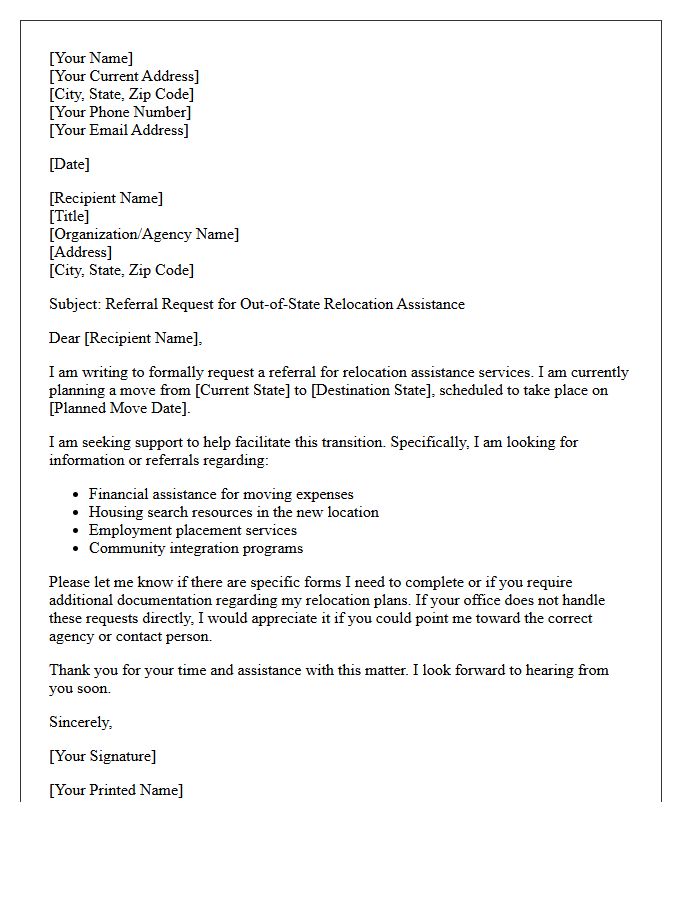 Out-of-State Relocation Assistance Referral Request Letter