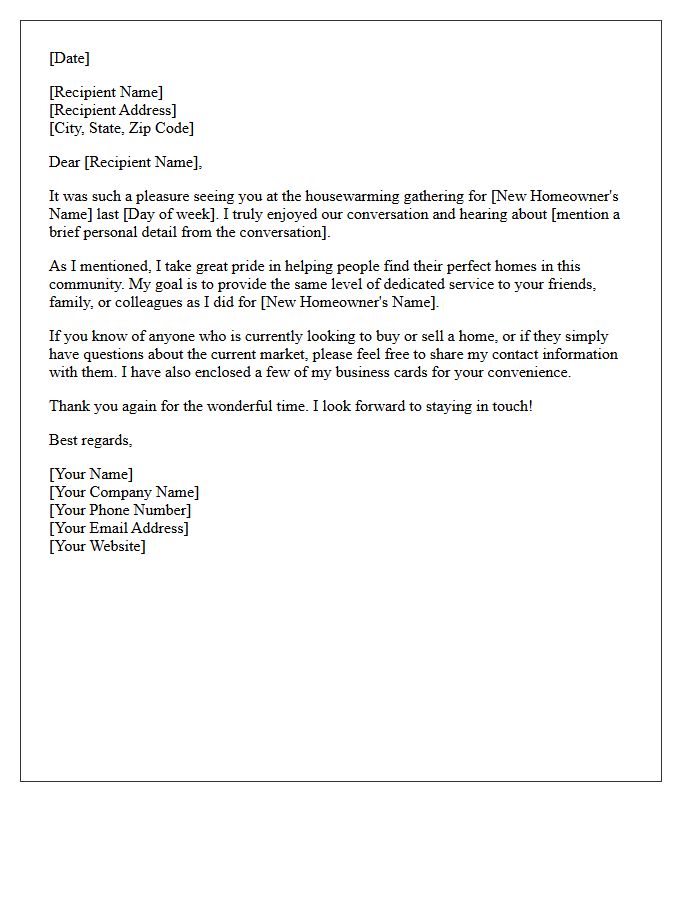 New Home Gathering Follow-Up and Referral Letter