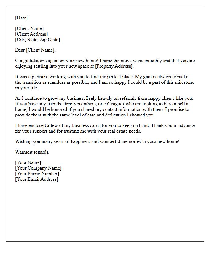 Warm Wishes and Housewarming Referral Request Letter
