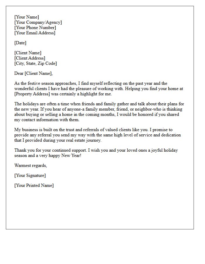 Festive Season Homebuyer Referral Request Letter