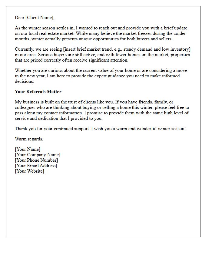 Winter Real Estate Market Update and Referral Letter