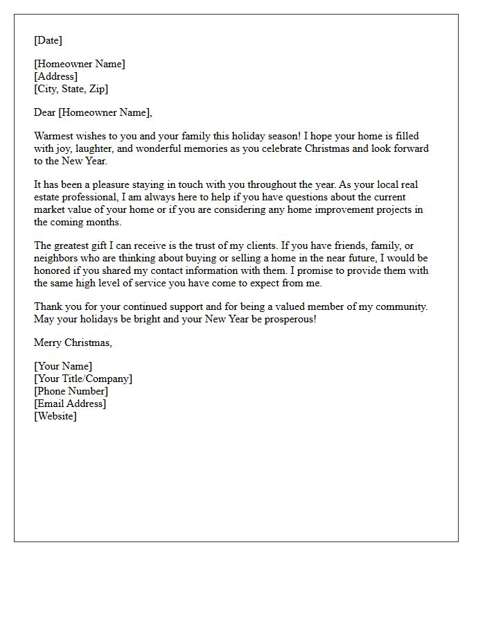 Christmas Homeowner Check-In and Referral Letter