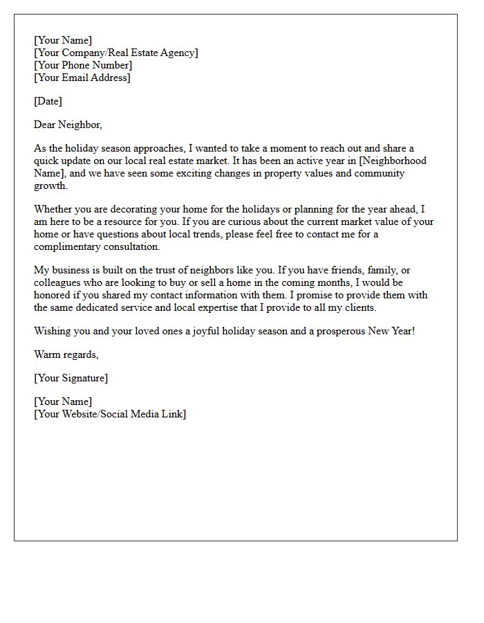 Holiday Neighborhood Update and Referral Request Letter