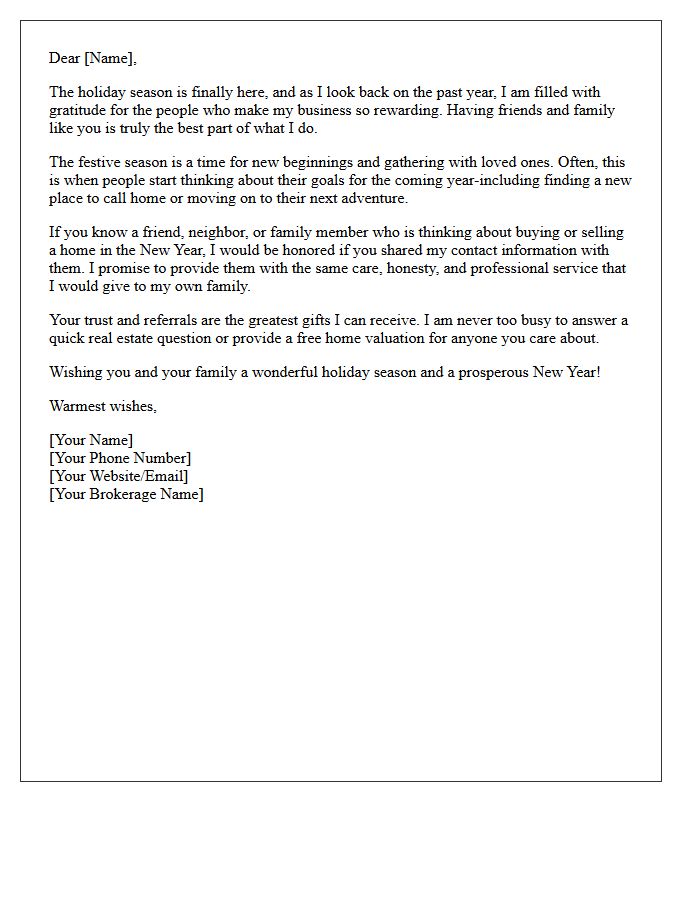 Festive Real Estate Family and Friends Referral Letter