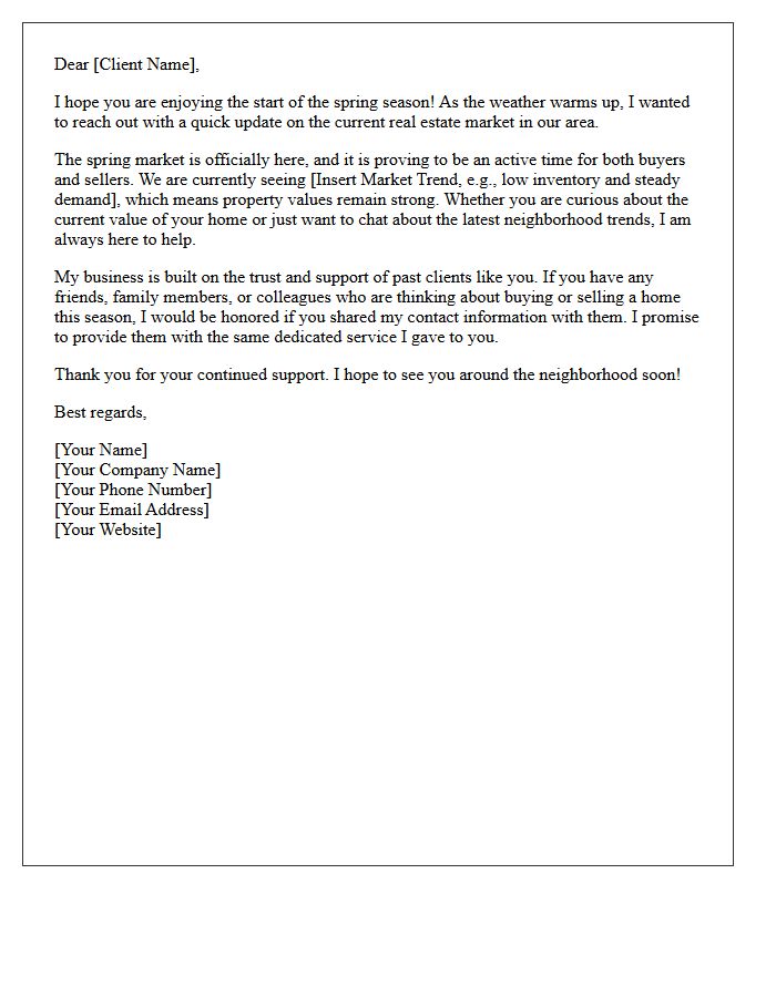 Past Seller Spring Market Insights and Referral Letter