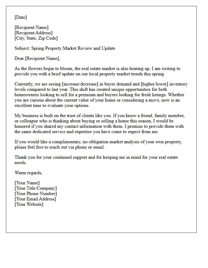 Spring Property Market Review and Referral Request Letter