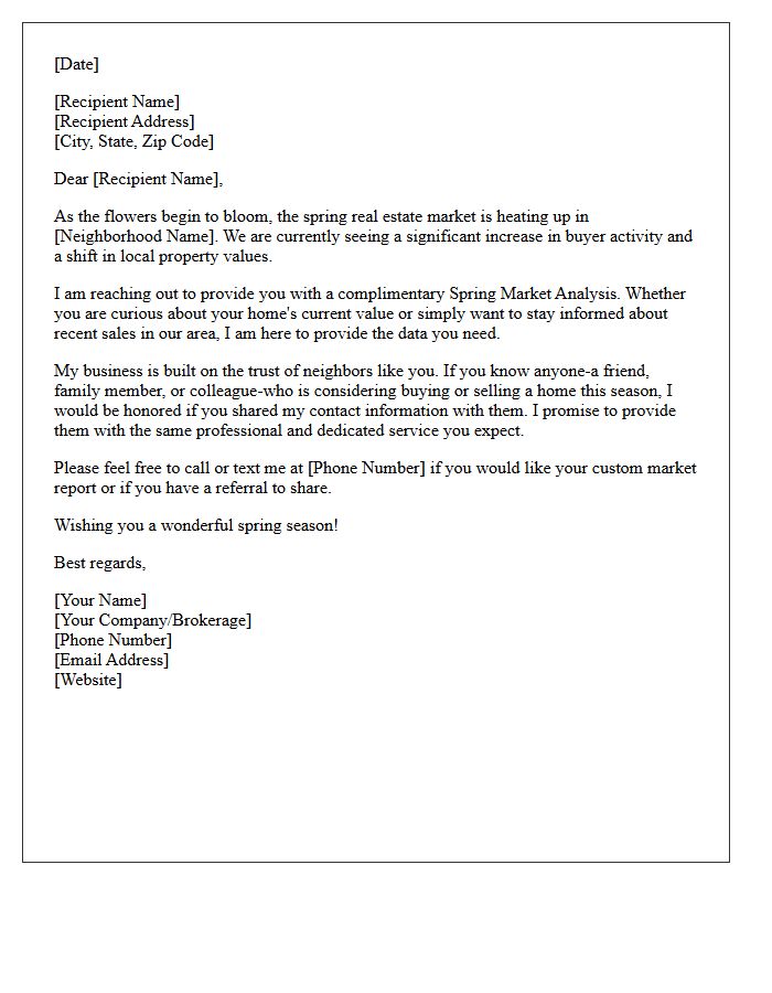 Spring Neighborhood Market Analysis and Referral Letter