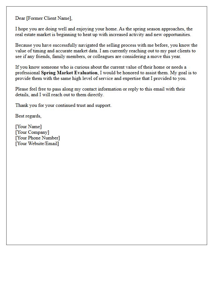 Former Seller Spring Market Evaluation Referral Letter