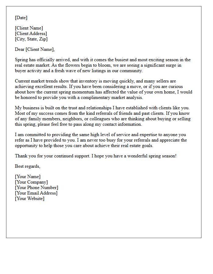 Spring Market Momentum and Client Referral Letter