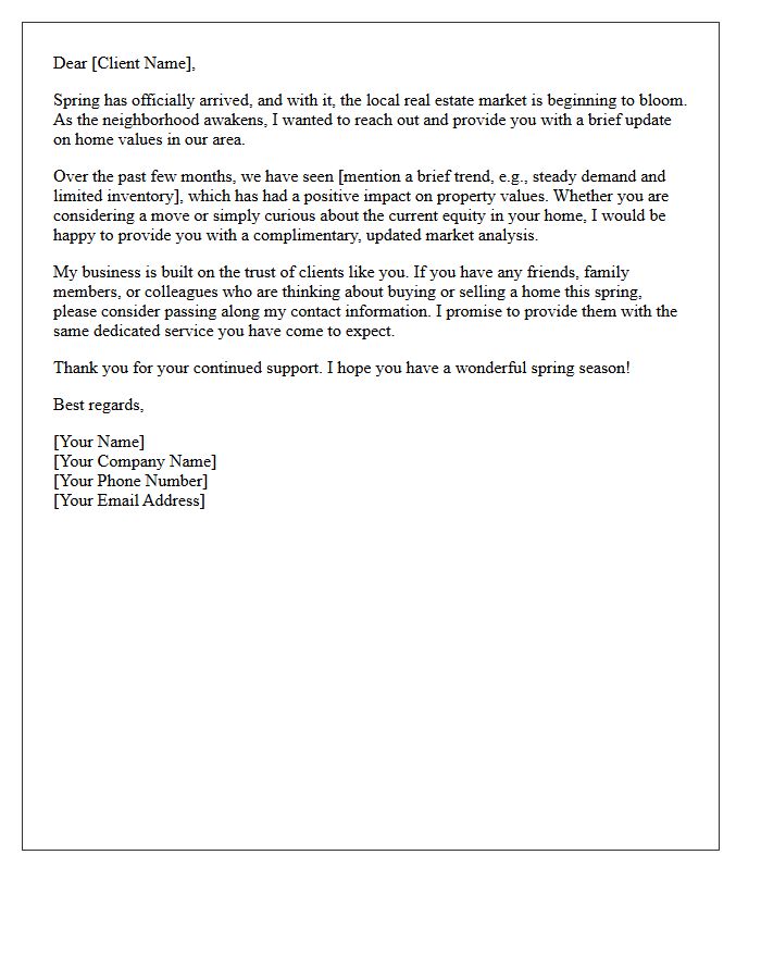 Spring Home Value Update and Referral Request Letter