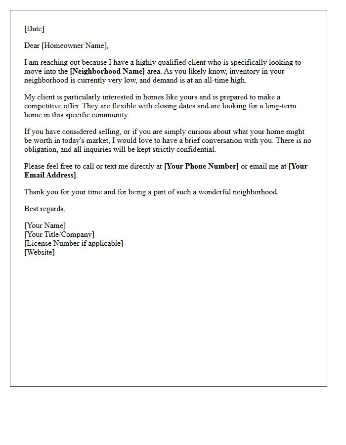 High Demand Neighborhood Referral Letter