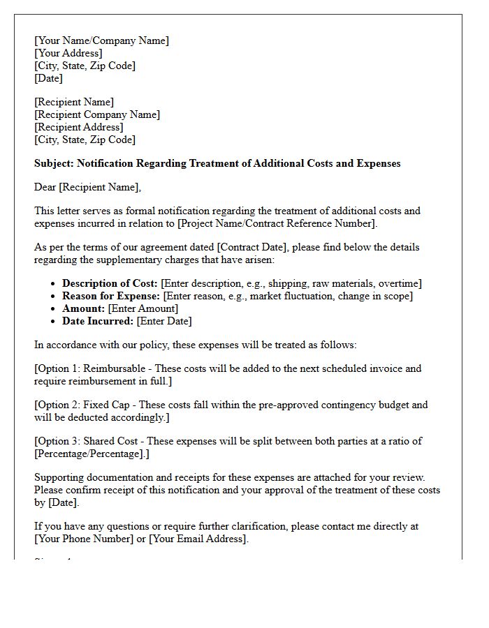 Treatment Of Additional Costs And Expenses