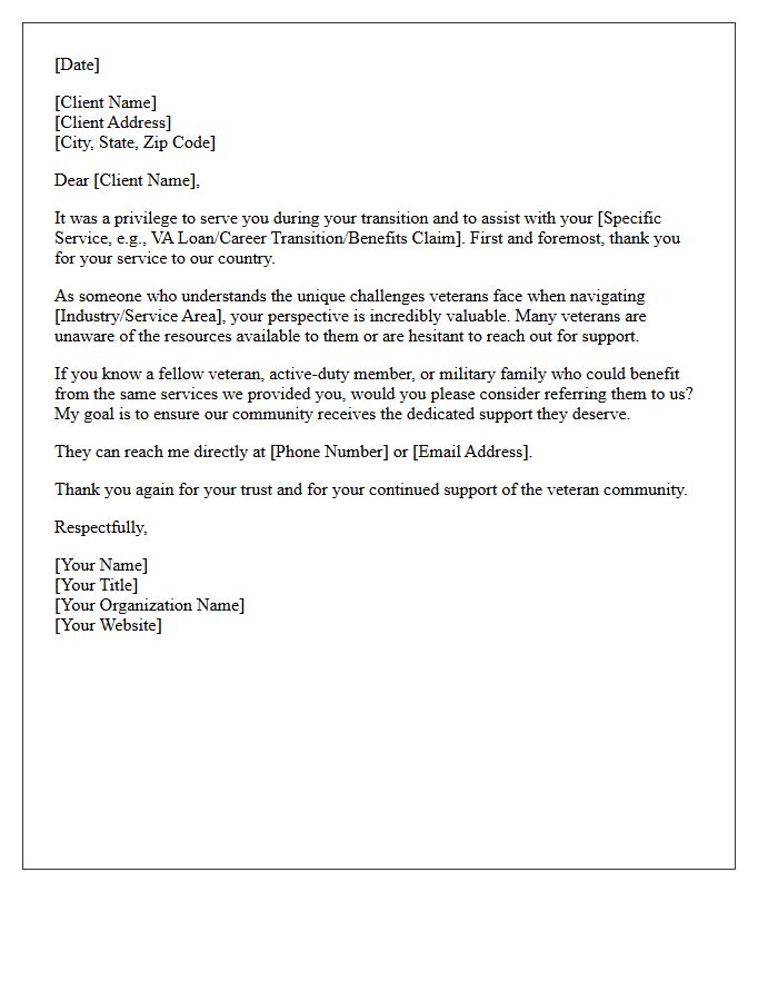 Past Veteran Client Referral Request Letter