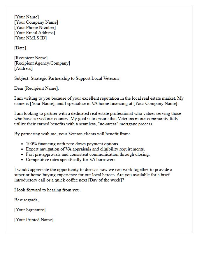 VA Mortgage Lender Partnership And Referral Letter