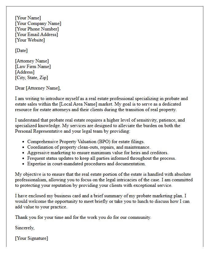 Dedicated Probate Real Estate Agent Referral Request Letter