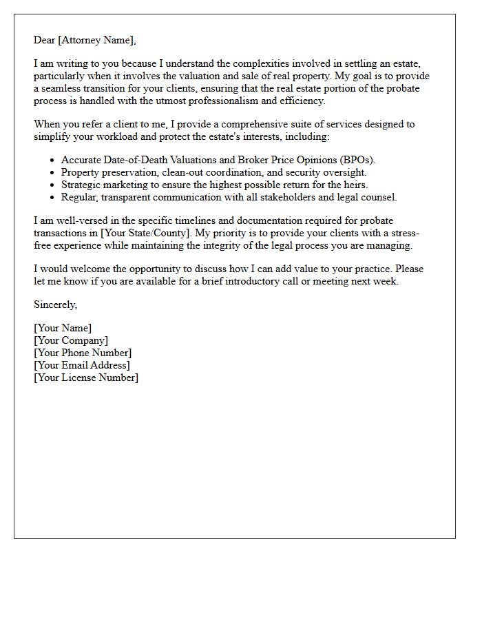 Seamless Transaction Letter for Probate Real Estate Referrals