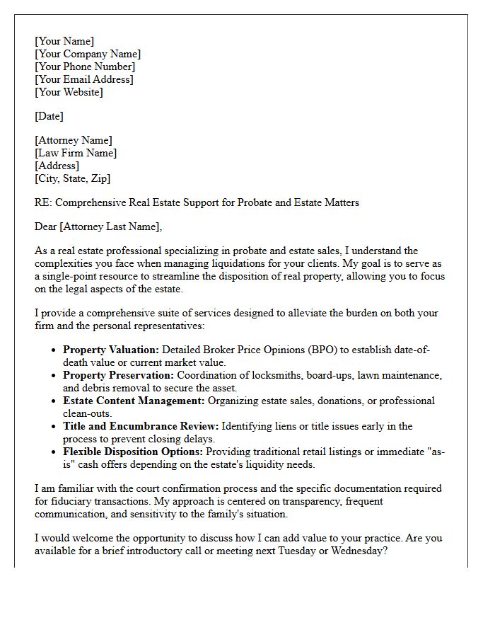 Comprehensive Probate Real Estate Solution Letter for Legal Professionals