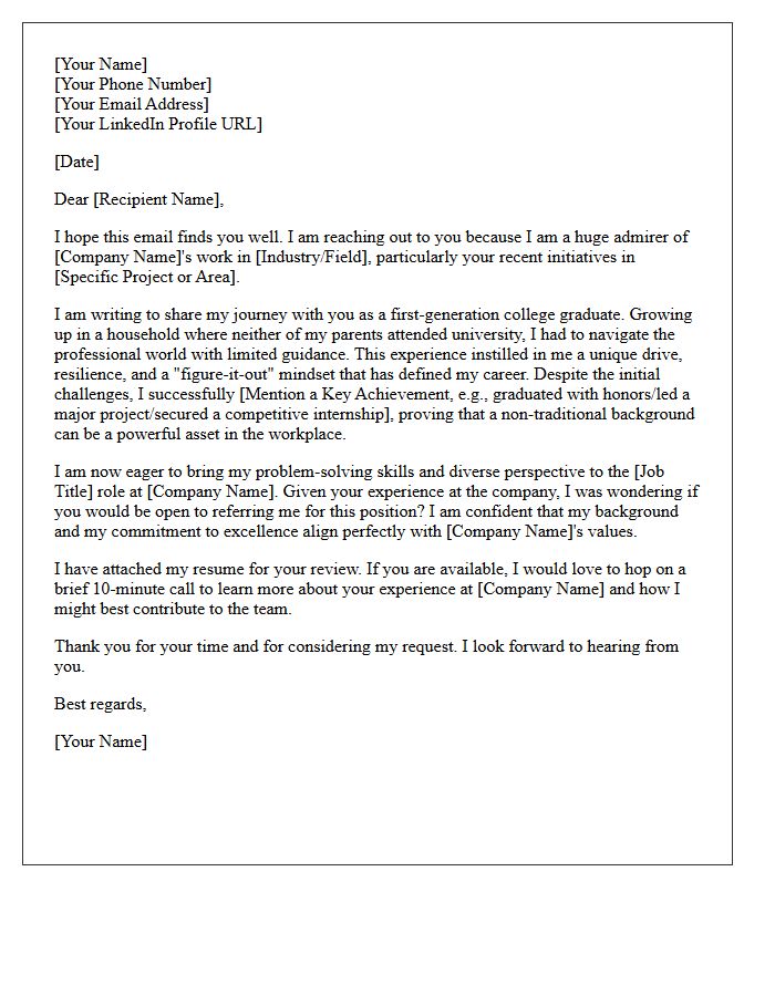 First-Generation Success Story and Referral Request Letter