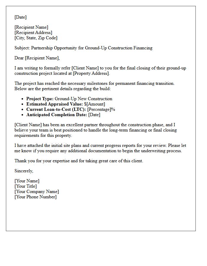 Ground-Up Build Closing Referral Letter