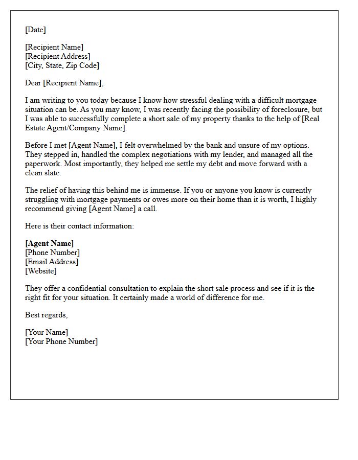 Relieved Seller Short Sale Referral Letter