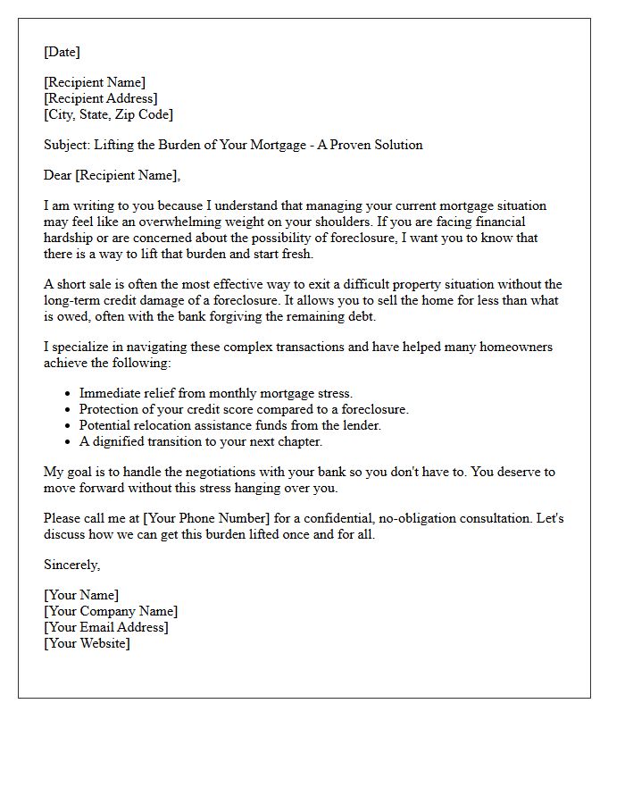 Burden Lifted Short Sale Referral Letter