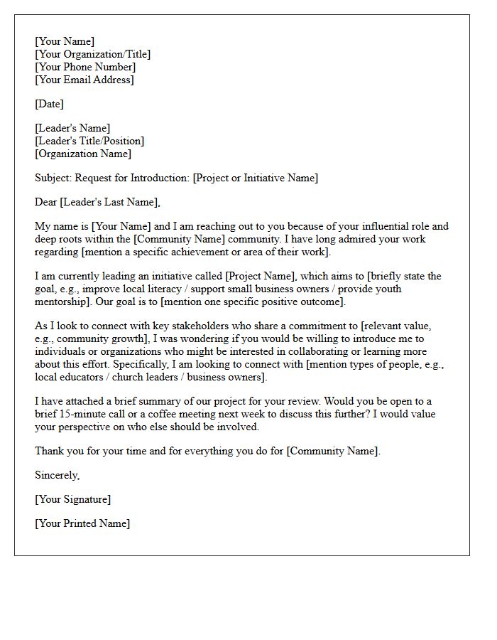 Introductory Community Leader Referral Request Letter