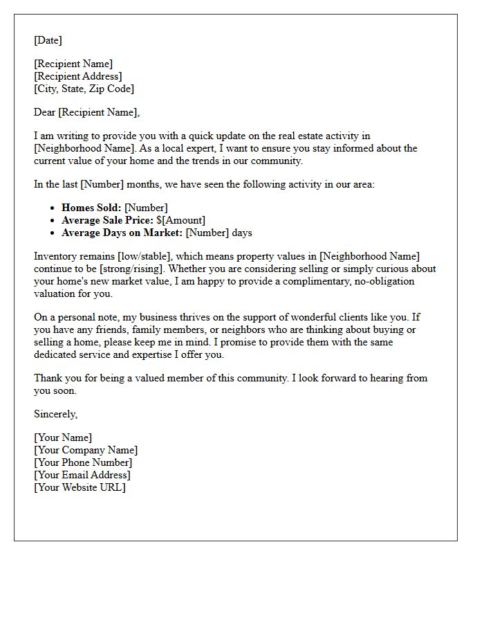 Neighborhood Market Update And Referral Request Letter