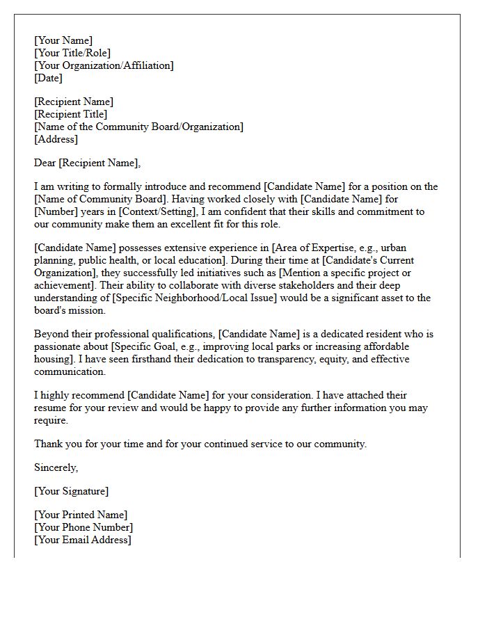 Community Board Member Introduction Referral Letter