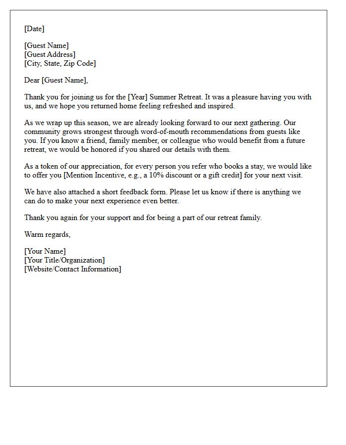 Summer Retreat Closing And Referral Request Letter