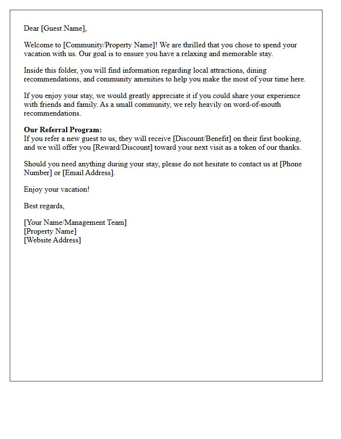 Vacation Community Welcome And Referral Request Letter