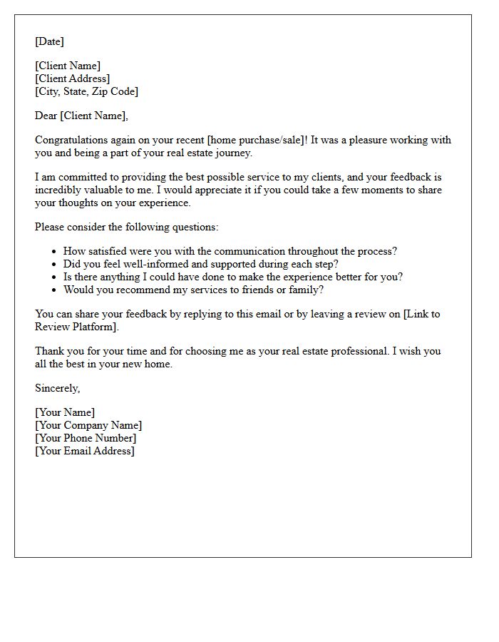 Real Estate Journey Feedback Request Letter