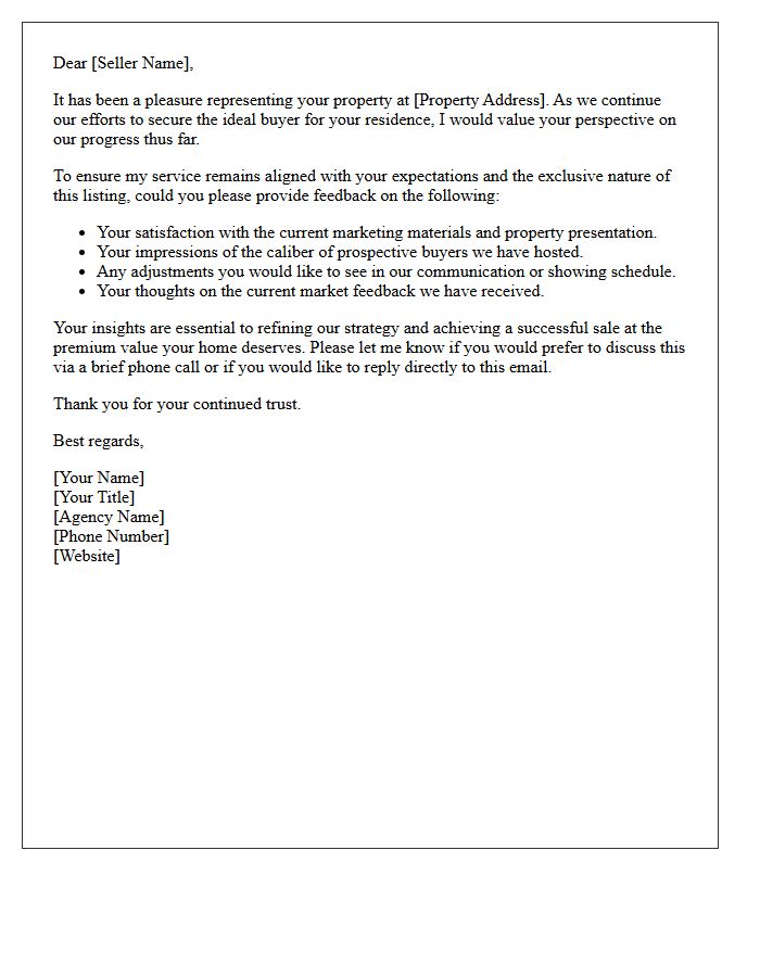 Exclusive Residence Seller Feedback Request Letter