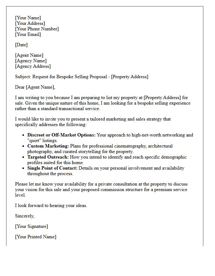 Bespoke Property Seller Experience Request Letter