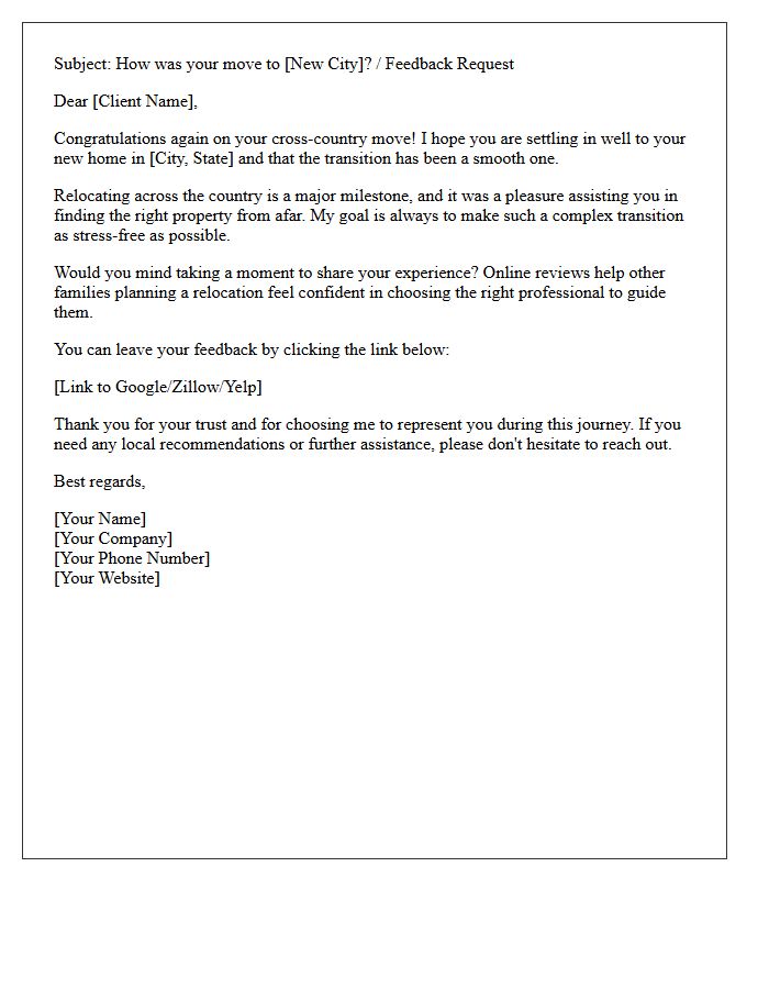 Cross-Country Relocation Buyer Review Request Letter