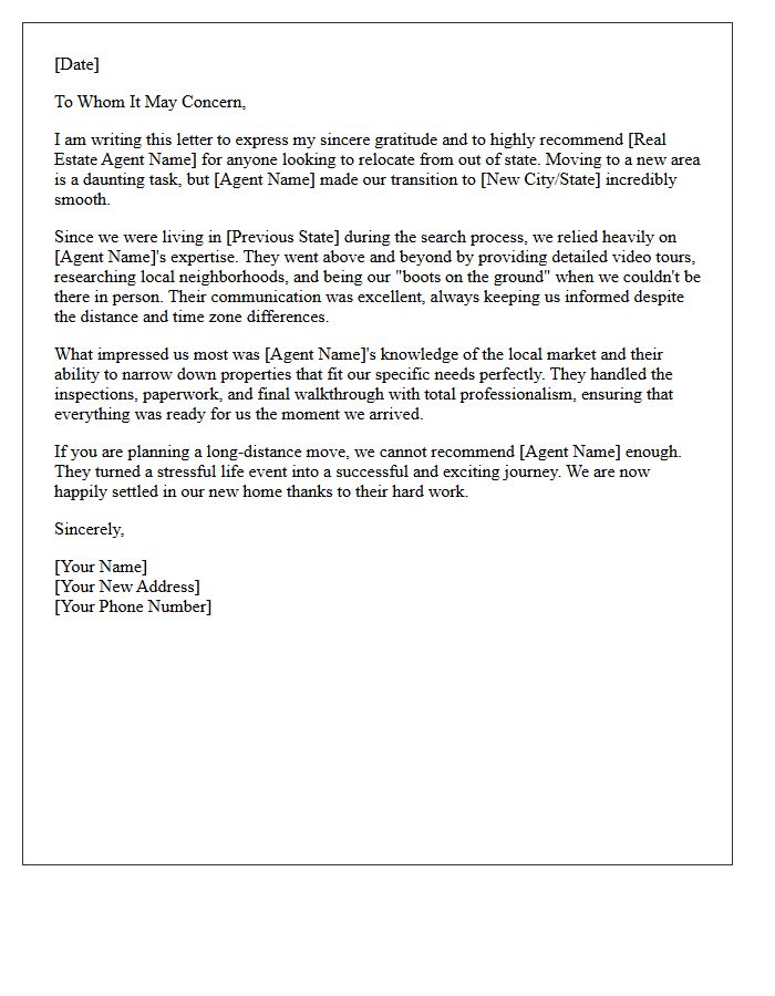Out-of-State Relocation Journey Buyer Testimonial Letter