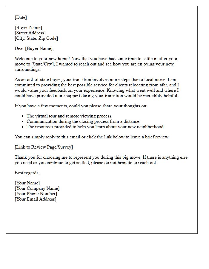 Out-of-State Buyer Transition Feedback Request Letter