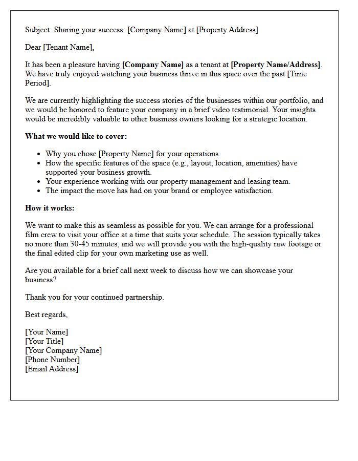 Detailed Commercial Property Lease Video Testimonial Request Letter