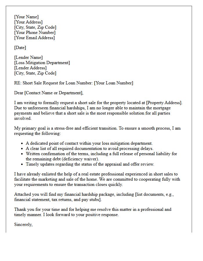 Stress-Free Short Sale Experience Request Letter