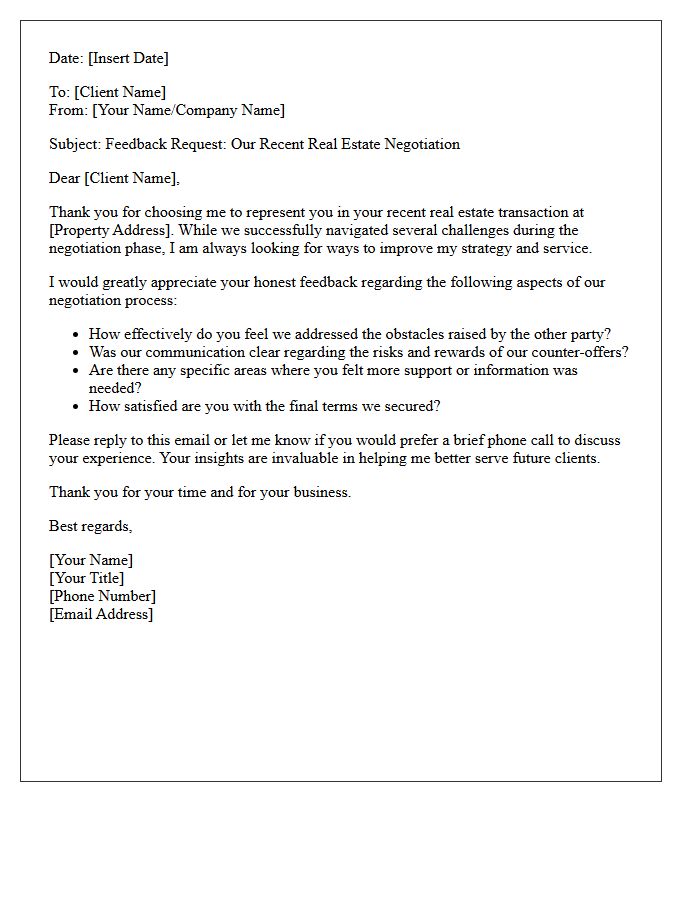 Overcoming Real Estate Negotiation Challenges Feedback Request Letter