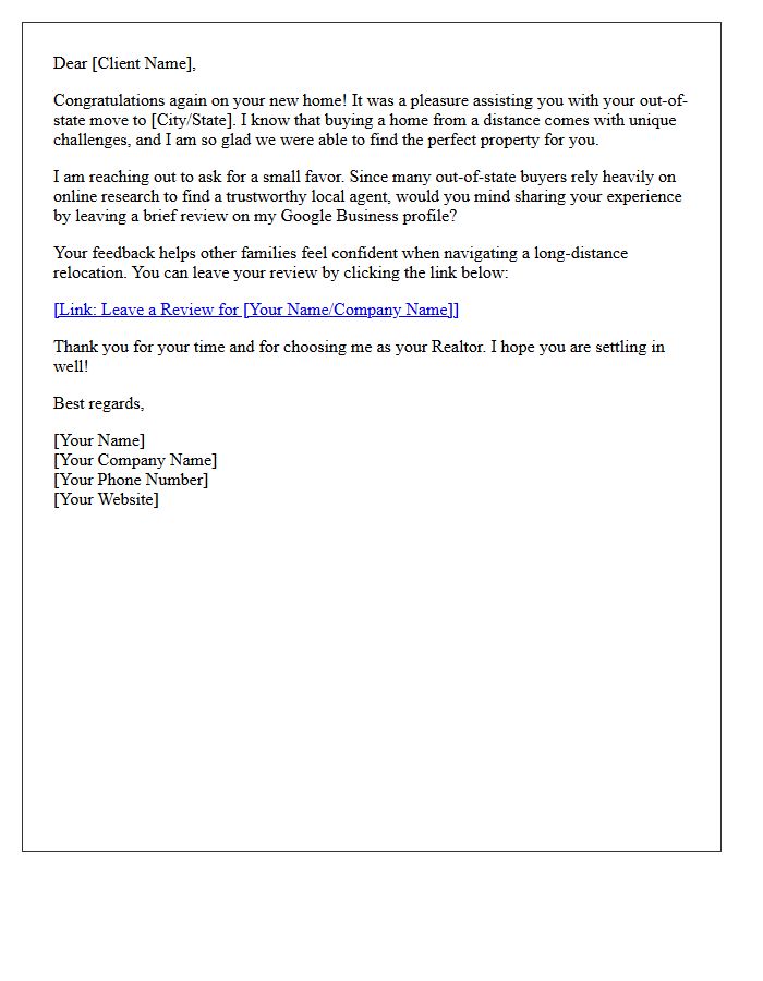Out-of-State Home Buyer Google Business Review Request Letter