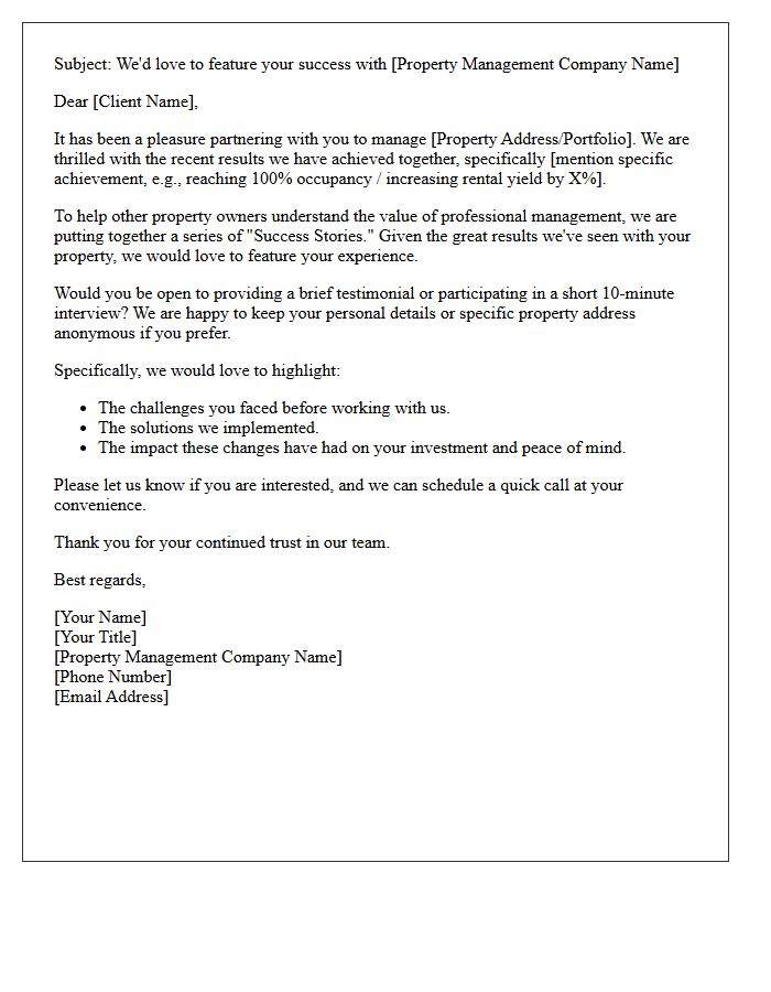 Property Management Success Story Request Letter