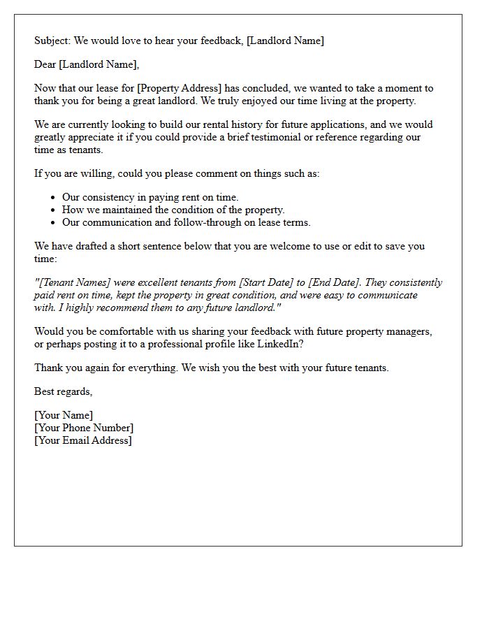 Post-Leasing Landlord Testimonial Invitation Letter