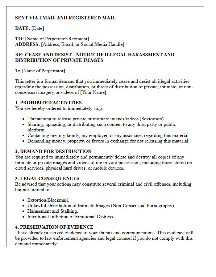 Sextortion Prevention and Non-Consensual Pornography Cease and Desist Letter