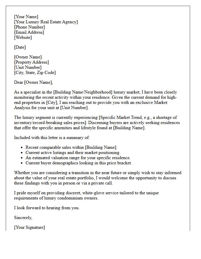Luxury Condominium Seller Market Analysis Letter