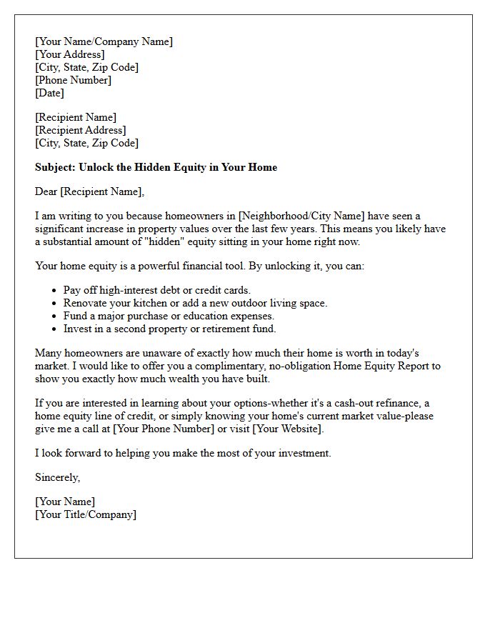 Unlock Your Hidden Home Equity Letter